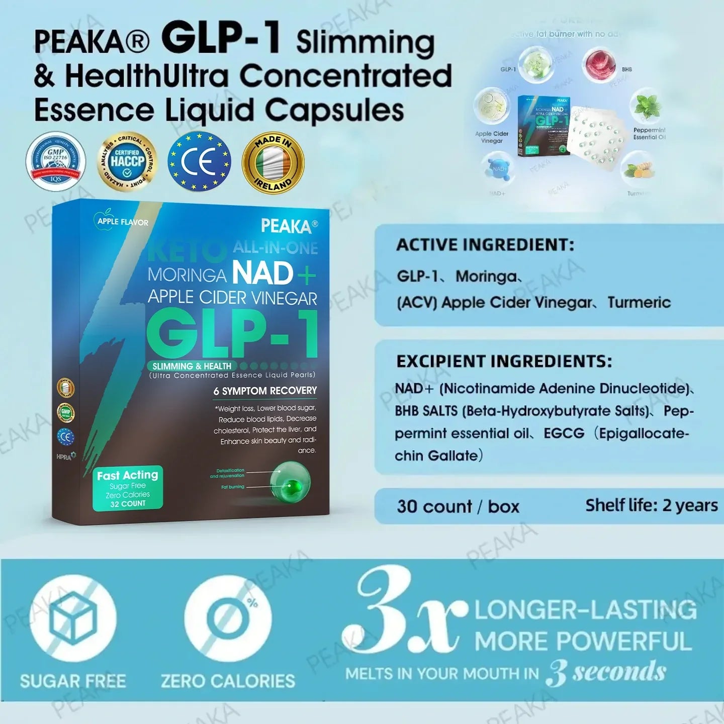 Trusted Irish Store🇮🇪PEAKA® GLP-1 Oral Pearls – Ultra-concentrated with NAD+, Moringa & ACV. Works fast, keeps working, and supports weight, diabetes and heart health.